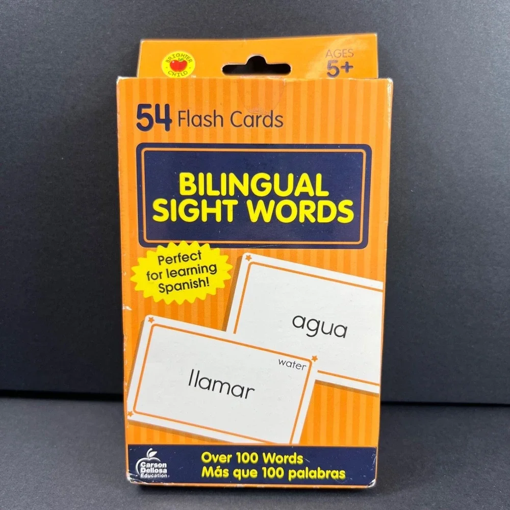 Carson Dellosa Bilingual Sight Words Flash Cards Kids 5+ Orange Excellent 54ct